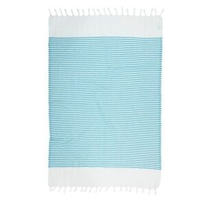 Striped 100% cotton Turkish pestemal in aqua turquoise